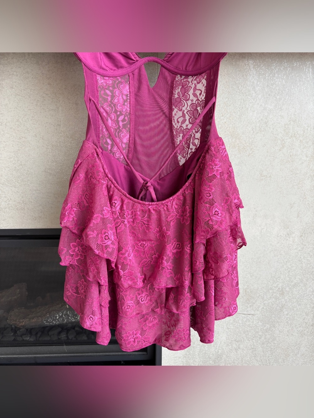 Outcast Purple Lace Ruffle Mini Dress, Size M - Picture 9 of 11